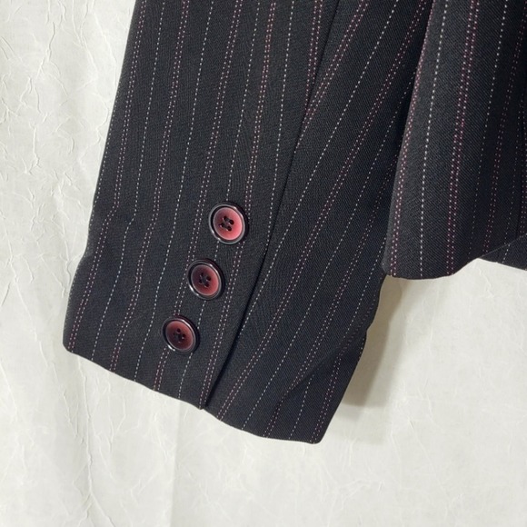 Sag Harbor Suit Jacket 5 Button Pinstripe Black / Pink / White 14 Vtg - Picture 5 of 11